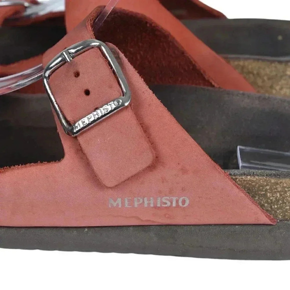 Mephisto Hester Cork Sandal Leather Adjustable Straps Red/Orange Size 37  US 7 - Picture 2 of 14